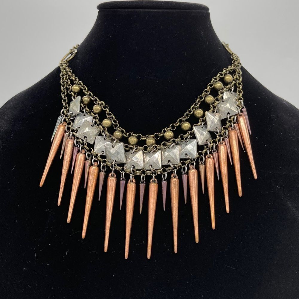 Statement Bib Necklace w/ Copper Chime Decor